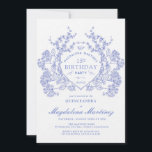 Invitation LUXURY QUINCEANERA Vintage Blue Floral Crest<br><div class="desc">Une élégante crête vintage de fleurs bleues françaises occupe le devant de la scène pour cette invitation intemporelle à l'anniversaire. Orné,  formel et très féminin fera que toute femme d'anniversaire se sentira très spéciale. Des fournitures de partie de coordination sont disponibles.</div>