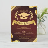 Invitation Luxury Red & Gold Graduation Party (Debout devant)