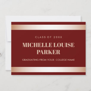 Invitation Luxury Rose Gold Burgundy Photo Graduation