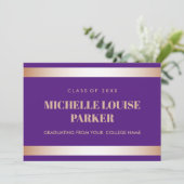 Invitation Luxury Rose Gold Purple Photo Graduation (Debout devant)
