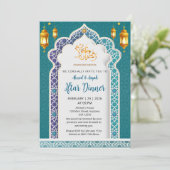 Invitation Luxury Royal Blue and Gold Islamic Iftar Dinner (Debout devant)