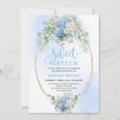 Invitation Luxury Script Blue Hydrangeas Sweet Sixteen Invite (Devant)