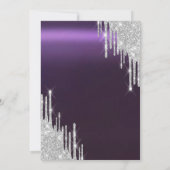 Invitation Luxury Silver Glitter Drips Purple 50th  (Dos)