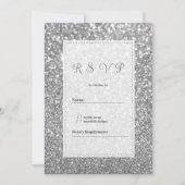 Invitation Luxury silver sparkly glitter glam RSVP  (Devant)