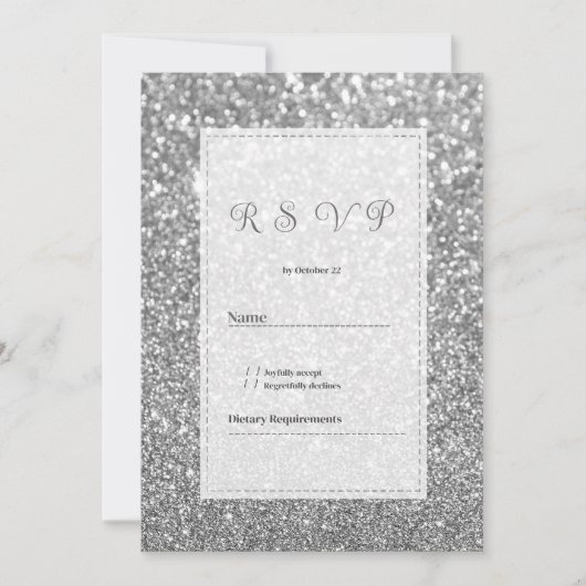 Invitation Luxury silver sparkly glitter glam RSVP  (Devant)