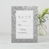 Invitation Luxury silver sparkly glitter glam RSVP  (Debout devant)