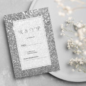 Invitation Luxury silver sparkly glitter glam RSVP 