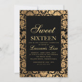 Invitation Luxury Sweet 16 Black Girly Anniversaire (Devant)