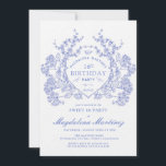 Invitation LUXURY Sweet 16 Party Vintage Blue Floral Crest<br><div class="desc">Une élégante crête vintage de fleurs bleues françaises occupe le devant de la scène pour cette invitation intemporelle à l'anniversaire. Orné,  formel et très féminin fera que toute femme d'anniversaire se sentira très spéciale. Des fournitures de partie de coordination sont disponibles.</div>