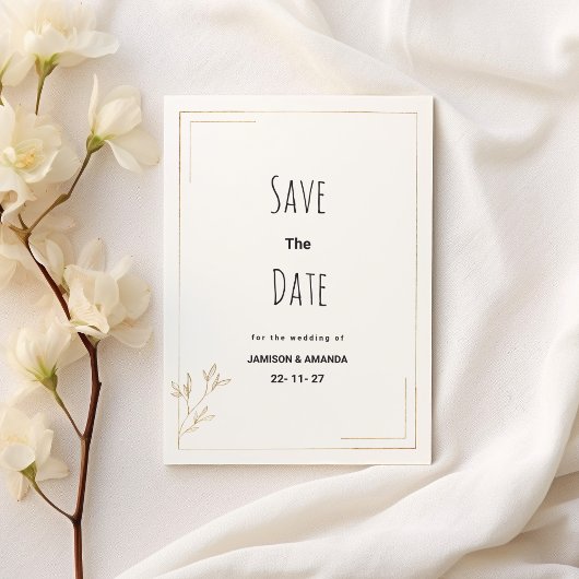 Invitation Luxury white gold geometric floral Save The Date