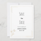 Invitation Luxury white gold geometric floral Save The Date (Devant)