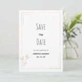 Invitation Luxury white gold geometric floral Save The Date (Debout devant)