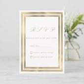 Invitation Luxury white gold geometric frame RSVP (Debout devant)