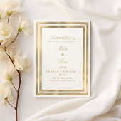 Invitation Luxury white gold geometric frame Wedding