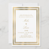 Invitation Luxury white gold geometric frame Wedding (Devant)
