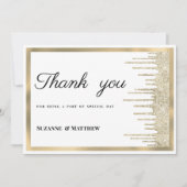 Invitation Luxury white gold glitter drips Thank You (Devant)