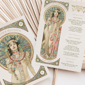 Invitation Luxus Menu Mariage Art Nouveau par Mucha