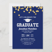 Invitation Lycée Blue Graduation Party Confetti (Devant)