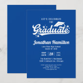 Invitation Lycée Célébrons le diplômé bleu (Devant / Derrière)