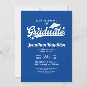 Invitation Lycée Célébrons le diplômé bleu