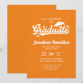 Invitation Lycée célébrons le diplômé orange (Devant / Derrière)