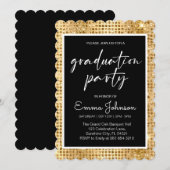 Invitation Lycée Classe de Graduation de 2025, or grd (Devant / Derrière)