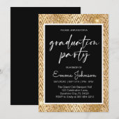 Invitation Lycée Classe de Graduation de 2025, or grd (Devant / Derrière)
