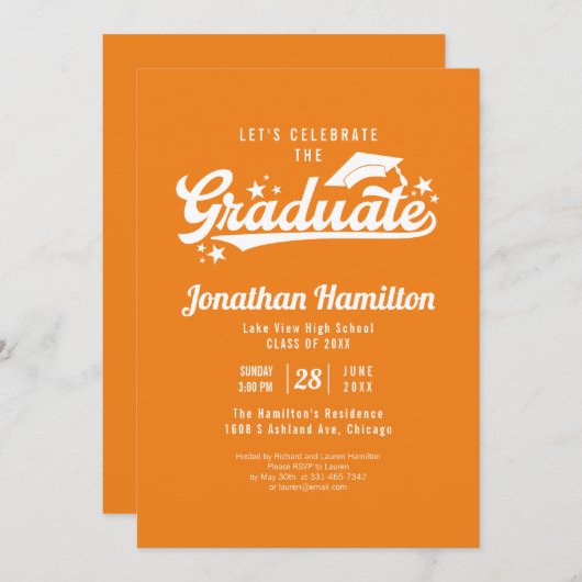 Invitation Lycée Fêtons l'Orange du Diplôme (Devant / Derrière)