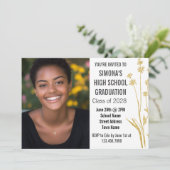 Invitation Lycée photo de la fille Floral d'or moderne (Debout devant)