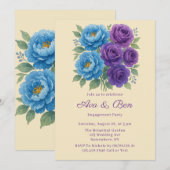 Invitation Lyons Blue Peony et Fig Purple Engagement Party (Devant / Derrière)