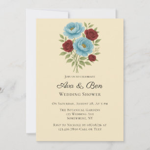 Invitation Lyons Blue Peony et Fig Purple Rose Mariage