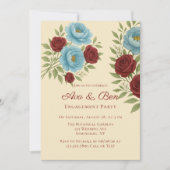 Invitation Lyons Blue Peony et Red Roses (Devant)