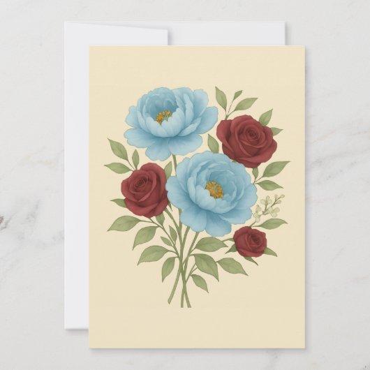 Invitation Lyons Blue Peony et Red Roses (Dos)