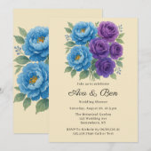 Invitation Lyons Blue Peony & Fig Purple Rose Wedding shower (Devant / Derrière)