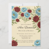 Invitation Lyons Blue Peony & Red Roses Brunch & Bubbly (Devant)