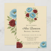 Invitation Lyons Blue Peony & Red Roses Fête des mariées (Devant / Derrière)