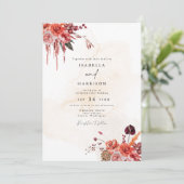 Invitation LYRA Bohemian Fall Automne Floral Photo Mariage (Debout devant)