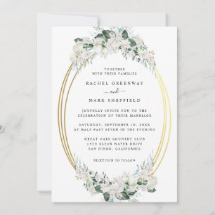 Invitation Lys blancs doux Rose Dusty Blue Floral Mariage