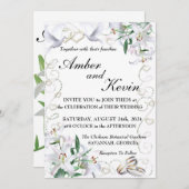 Invitation Lys blancs et colombes (Devant / Derrière)