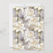 Invitation Lys blancs floraux argent rétro mariage (Dos)