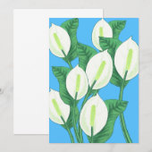 Invitation Lys blancs sur arrière - plan bleu pâle (Devant / Derrière)