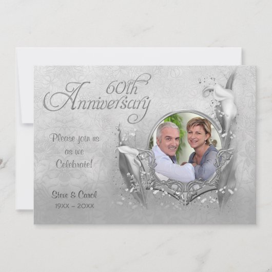 Invitation Lys calla d'argent 60e anniversaire de mariage (Devant)