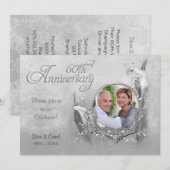 Invitation Lys calla d'argent 60e anniversaire de mariage (Devant / Derrière)