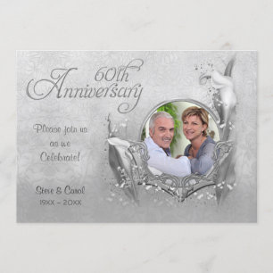 Invitation Lys calla d'argent 60e anniversaire de mariage