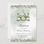 Invitation Lys d'aquarelle de l'Église catholique & Baptême r (Devant)