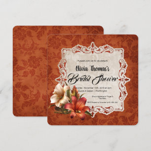 Invitation Lys d'automne Brown doré Fête des mariées Damas