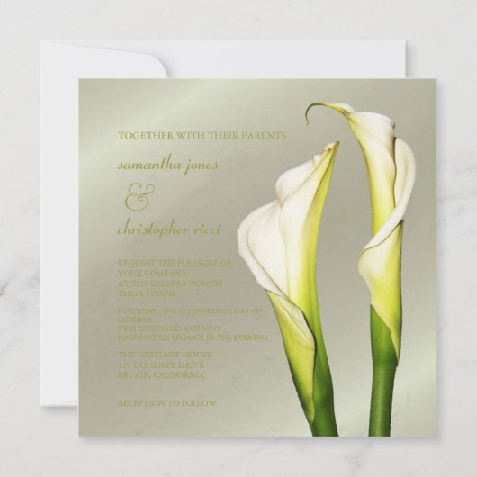 Invitation Lys de Calla/Invitations de mariage (Dos)
