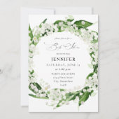 Invitation Lys de la Vallée Baby shower floral blanc (Devant)