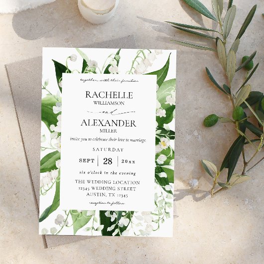 Invitation Lys de la Vallée Blanc Floral 2 Mariage