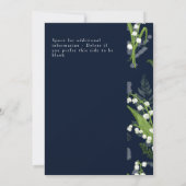 Invitation Lys de la vallée bleu foncé avec bordure florale (Dos)